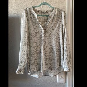 Button down leopard print long sleeve blouse